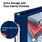 Staples Heavy Duty 2" 3-Ring View Binder with D-Rings and Four Interior Pockets, Navy Blue (ST56270-CC)