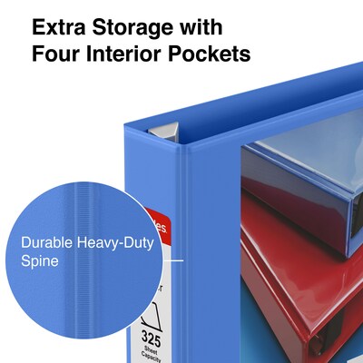 Staples® Heavy Duty 1 1/2" 3-Ring View Binders, D-Ring, Periwinkle (ST56290-CC)