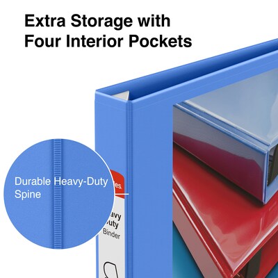 Staples® Heavy Duty 1" 3-Ring View Binders, D-Ring, Periwinkle (ST56289-CC)
