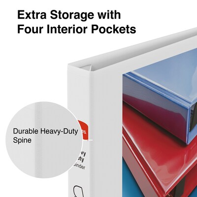 Staples Heavy Duty 1" 3-Ring View Binder, D-Ring, White (ST56262-CC)