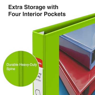 Staples Heavy Duty 1" 3-Ring View Binder, D-Ring, Chartreuse (ST56319-CC)