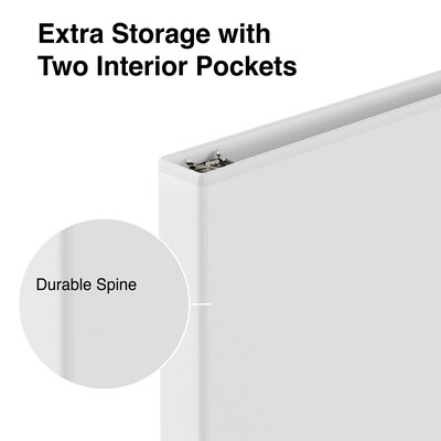 Simply® View Economy Binders with Round Rings, White, 1/2"