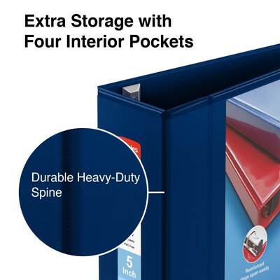 5" Heavy-Duty View Binder with D-Rings, Navy