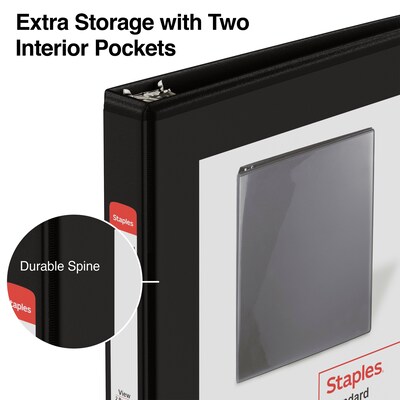 Staples® Standard 5-x 8-Mini View Binder with Round Rings, Black, 90 Sheet Capacity, 1/2" Ring