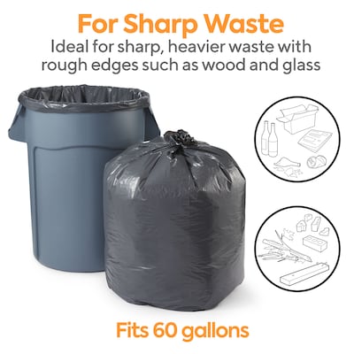 55-60 Gallon Trash Bags Heavy Duty 3 Mil, Contractor Bags 3 Mil. 55-60  Gallon Heavy Duty X-Large Black Trash Bags 3 Mil 50 Gallon, 55 Gallon, 60