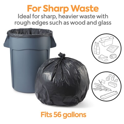 Coastwide Professional™ 50-56 Gallon Trash Bag, 43" x 47", Low Density, 1.8 mil, Black, 100 Bags/Box (CW18209)