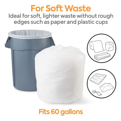 Coastwide Professional™ 55-60 Gallon Trash Bag, 38" x 60", High Density, 16 mic, Natural, 8 Rolls (CW18202)