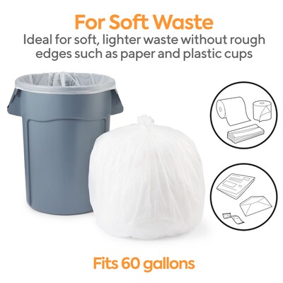 Coastwide Professional™ 55-60 Gallon Trash Bag, 38" x 60", High Density, 14 mic, Natural, 200 Bags/Box (CW18201)