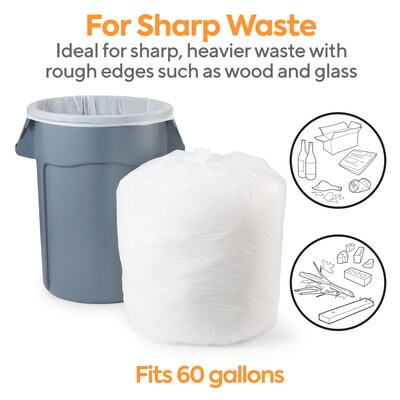 Coastwide Professional™ 55-60 Gallon Trash Bag, 38" x 58", Low Density, 1.5 mil, Clear, 100 Bags/Box (CW57404)