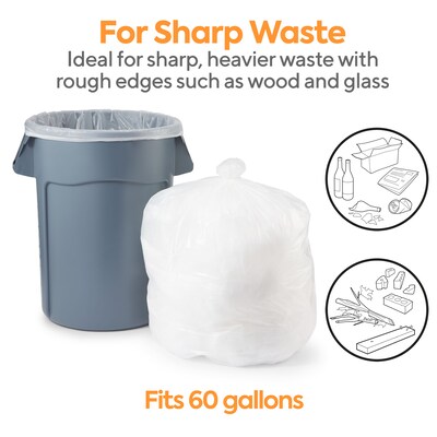 Coastwide Professional™ 55-60 Gallon Trash Bag, 38" x 58", Low Density, 1.3 mil, Clear, 100 Bags/Box (CW25528)