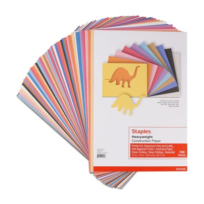 Staples Heavyweight Construction Paper Pad, 12 x 18, Assorted, 100/Sheets (23109)