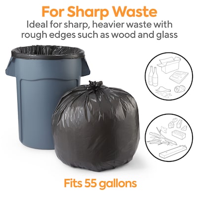 Coastwide Professional™ AccuFit 55 Gallon Trash Bag, 40" x 53", Low Density, 1.3 mil, Black, 100 Bags/Box (CW22753)