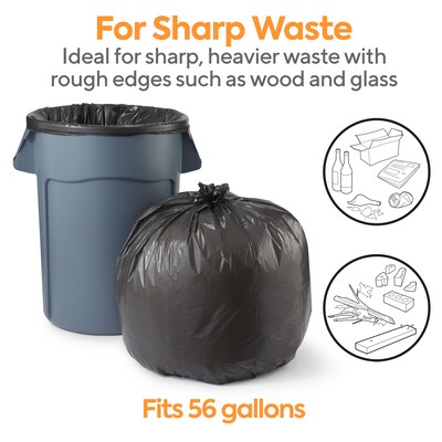 Coastwide Professional™ 50-56 Gallon Trash Bag, 43" x 46", Low Density, 1.5 mil, Black, 100 Bags/Box (CW22341)