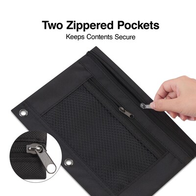 Staples 3-Ring Pencil Pouch Black (24220) 472597