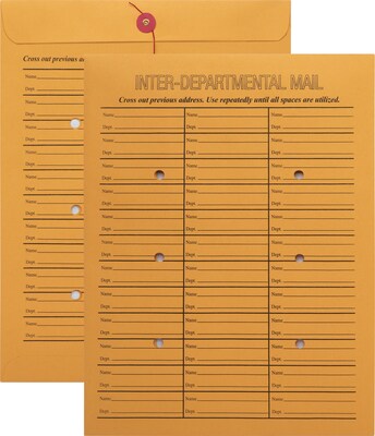 Quill Brand Button & String #13 Inter-Departmental Envelope, 10 x 13, Brown Kraft, 100/Box (1497/6