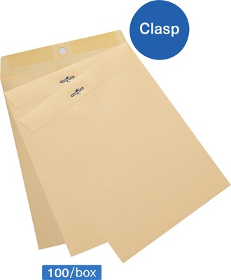 Quill Brand® Clasp Catalog Envelope, 9 x 12, Manila, 100/Box (CL912)