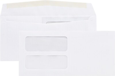 Quill Brand Gummed Double Window Envelope, 4 3/16 x 9, White, 1000/Box (710499)