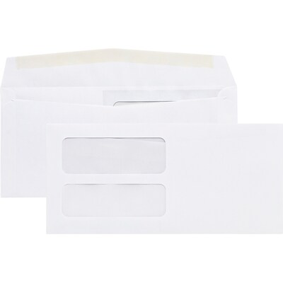 Quill Brand Gummed Double Window Envelope, 4 3/16 x 9, White, 1000/Box (710499)