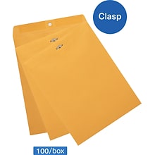 Quill Brand® Clasp & Moistenable Glue Catalog Envelope, 10 x 13, Kraft, 100/Box (7CL101328)