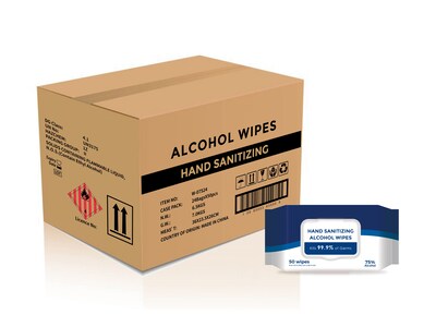 Ethyl Alcohol Wipes, 50 Wipes/PK, 24/CT (W-07524)