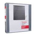 Staples® Standard 1-1/2 3 Ring View Binder with D-Rings, Gray (58652)