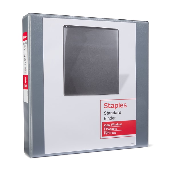 Standard 1-1/2 3 Ring View Binder with D-Rings, Gray (58652)