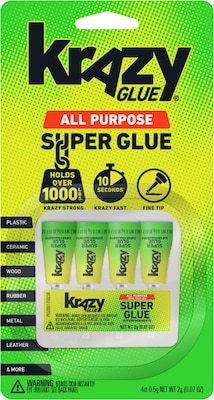 5 Pack Krazy Glue Instant Strong Super Glue Crazy Fast Tube All Purpose Repair