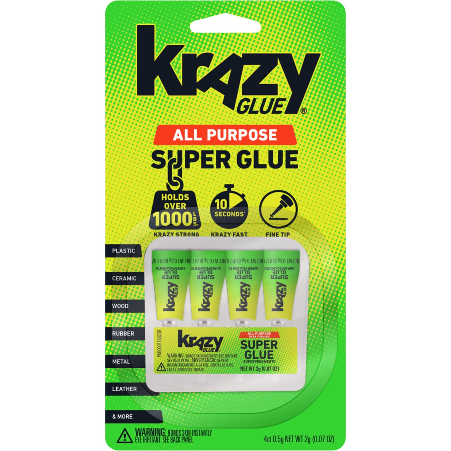 Krazy Glue Single Use All Purpose Glue, 0.5 oz., 4/Pack (KG58248SN)