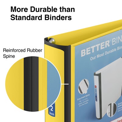 Staples® Better 2" 3 Ring View Binder with D-Rings, Yellow (20248)