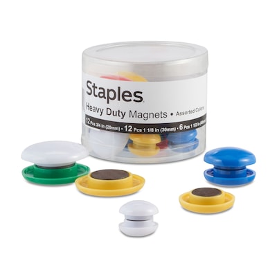 Staples Heavy Duty Magnets, Assorted Colors, 30/Pack (28703)