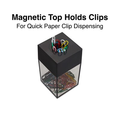 Magnetic Paper Clip Dispenser, Clear/Black (10590)