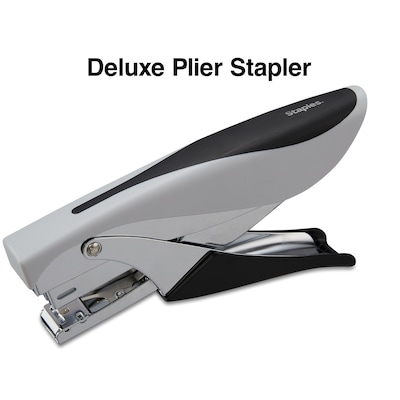 Staples Deluxe Plier Stapler, 20 Sheet Capacity, Black/Gray (24546/17584)