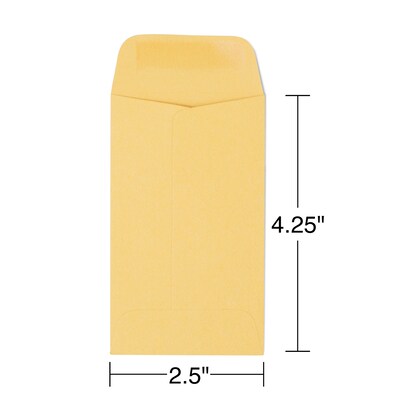 Staples Kraft #3 Coin Envelope, 2 1/2 x 4 1/4, Brown, 500/Box (ST19847-CC)