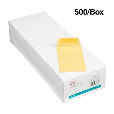 Staples Kraft #3 Coin Envelope, 2 1/2 x 4 1/4, Brown, 500/Box (ST19847-CC)