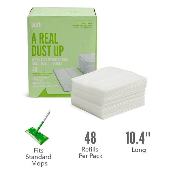 Perk™ Dry Cloth Pad Refills, White, 48/Pack (PK54908)