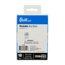 Quill Brand Washable Glue Sticks, 0.28 oz., White, 18/Pack (25964-QCC)