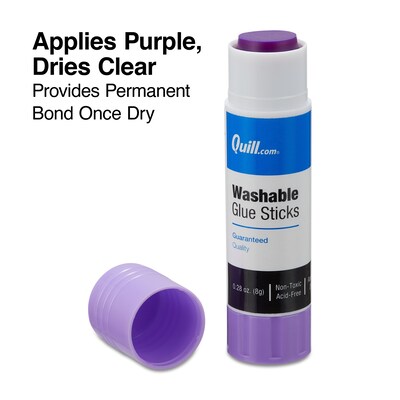 Quill Brand Washable Glue Sticks, 0.28 oz., Purple, 4/Pack (25959-QCC)