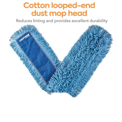 Coastwide Professional™ Looped-End Dust Mop Head, Cotton, 48" x 5", Blue (CW56761)