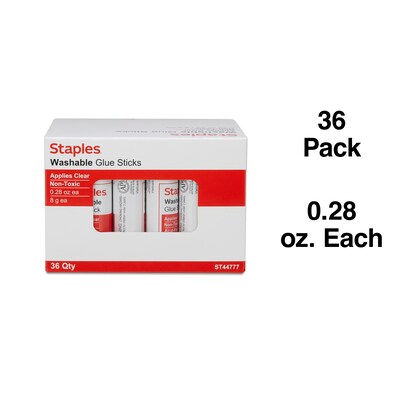 Staples® Washable Glue Sticks, .28 oz., 36/Pk (ST44777)