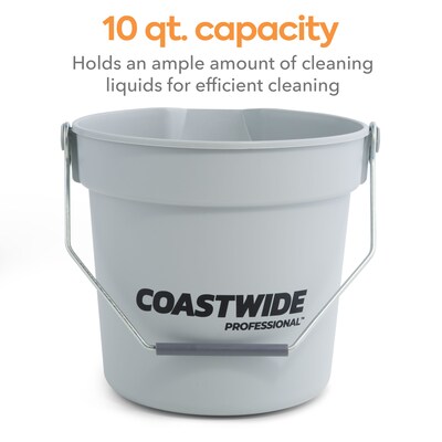 Coastwide Professional™ Plastic Bucket, 10 Quart, Gray (CW58017)