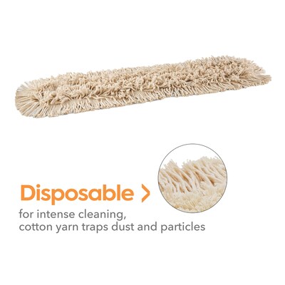 Coastwide Professional™ Economy Dust Mop Head, Cotton, 36" x 5", White (CW56758)