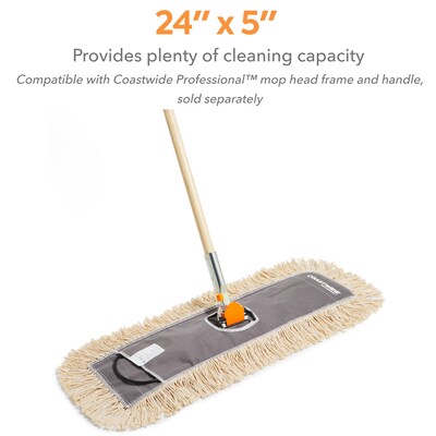 Coastwide Professional™ Cut-End Dust Mop Head, Cotton, 24" x 5", White (CW56753)