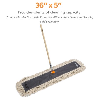 Coastwide Professional™ Economy Dust Mop Head, Cotton, 36" x 5", White (CW56758)