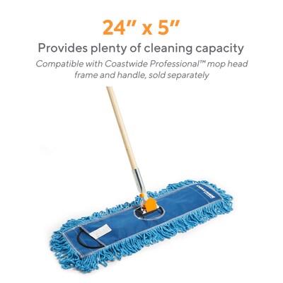 Coastwide Professional™ Looped-End Dust Mop Head, Cotton, 24" x 5", Blue (CW56759)