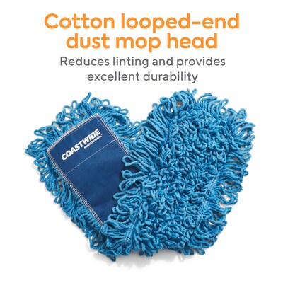 Coastwide Professional™ Looped-End Dust Mop Head, Cotton, 24" x 5", Blue (CW56759)