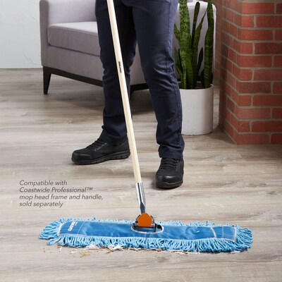 Coastwide Professional™ Looped-End Dust Mop Head, Cotton, 24" x 5", Blue (CW56759)