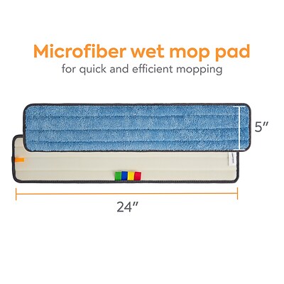 Coastwide Professional™ Microfiber Wet Mop Pad, 5 x 24, Blue (CW58012)