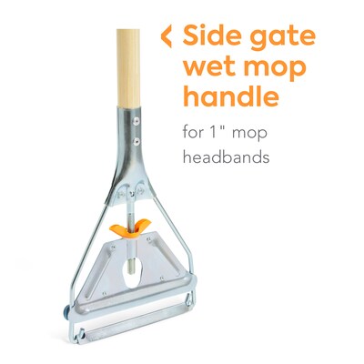 Coastwide Professional™60" Side Gate Wood Wet Mop Handle, Galvanized Metal Head (CW58007)