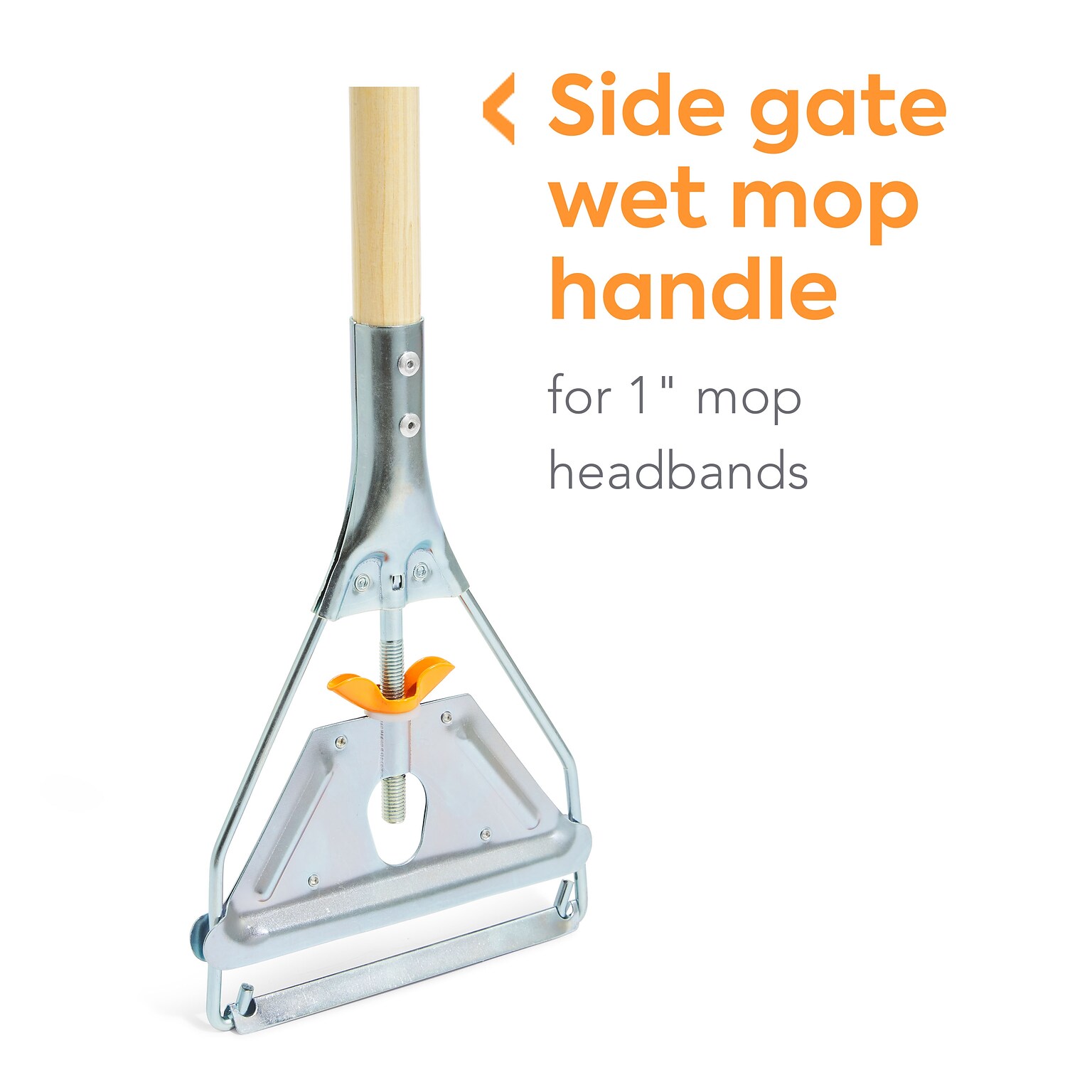 Coastwide Professional™60 Side Gate Wood Wet Mop Handle, Galvanized Metal Head (CW58007)