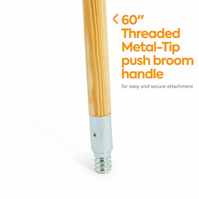 Coastwide Professional™ 60" Wood Push Broom Handle, Threaded Metal Tip (CW57741)